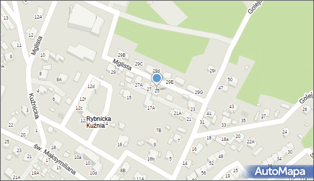 Rybnik, Golejowska, 25, mapa Rybnika