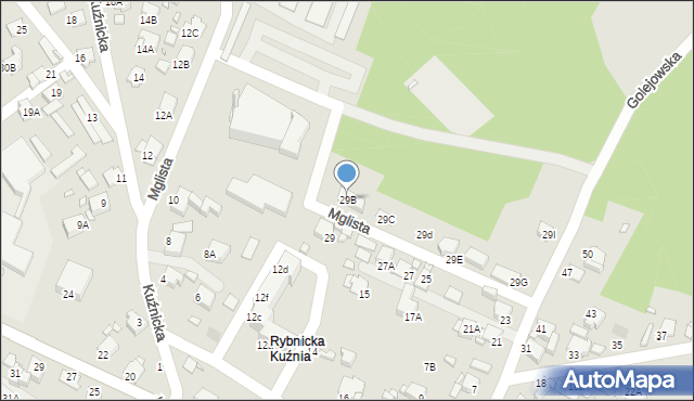 Rybnik, Golejowska, 29B, mapa Rybnika