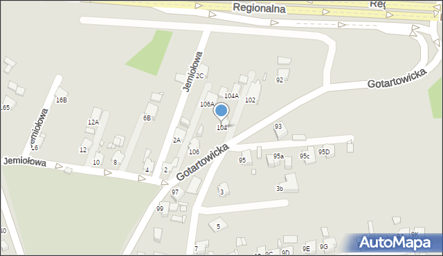 Rybnik, Gotartowicka, 104, mapa Rybnika