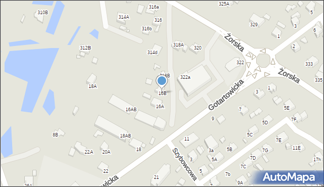 Rybnik, Gotartowicka, 16B, mapa Rybnika