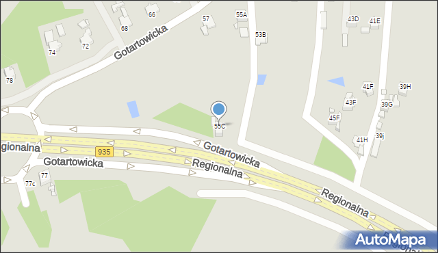 Rybnik, Gotartowicka, 55C, mapa Rybnika