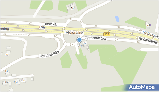 Rybnik, Gotartowicka, 77c, mapa Rybnika