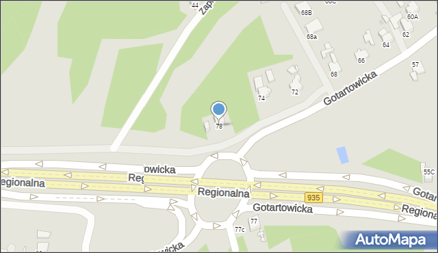 Rybnik, Gotartowicka, 78, mapa Rybnika