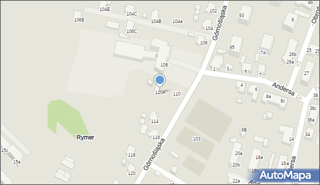 Rybnik, Górnośląska, 110A, mapa Rybnika