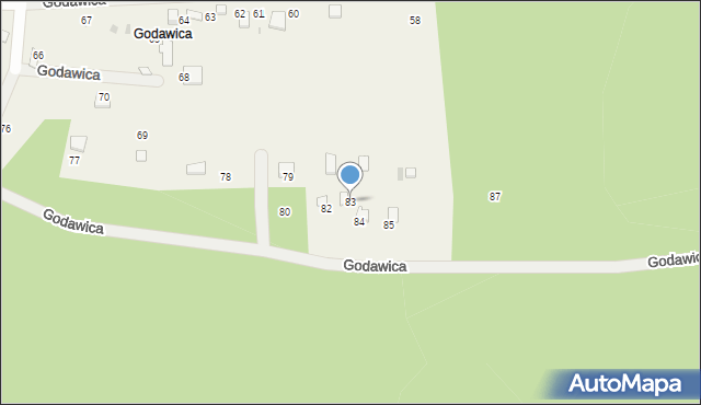 Ryczówek, Godawica, 83, mapa Ryczówek