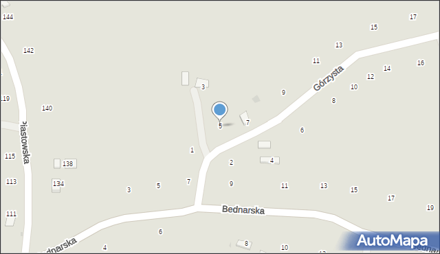 Ryglice, Górzysta, 5, mapa Ryglice