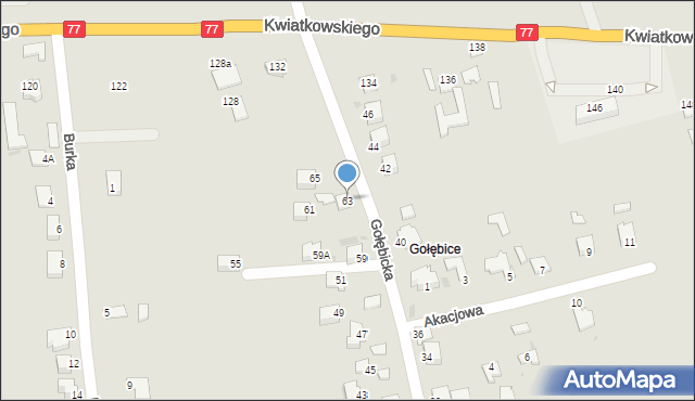 Sandomierz, Gołębicka, 63, mapa Sandomierza