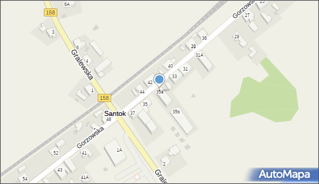 Santok, Gorzowska, 35a, mapa Santok