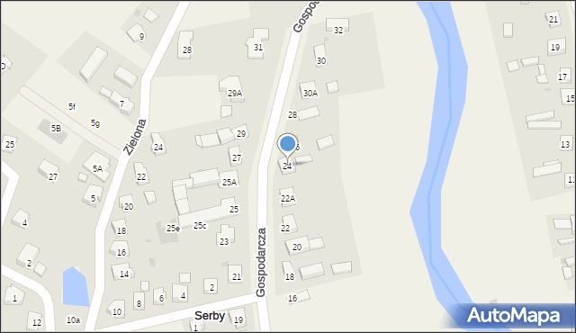 Serby, Gospodarcza, 24, mapa Serby