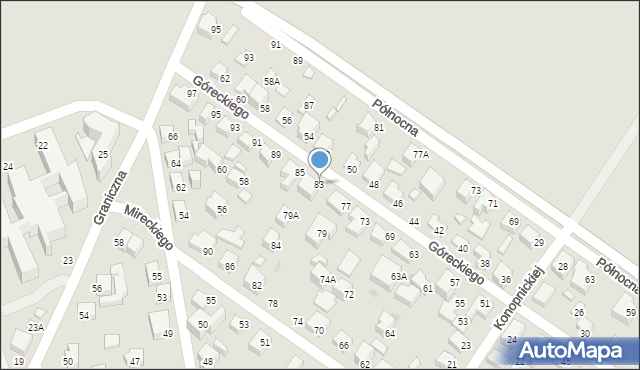 Siedlce, Góreckiego Romana, gen., 83, mapa Siedlce