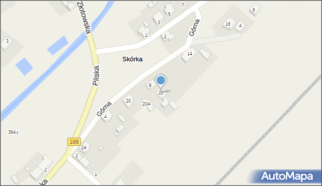 Skórka, Górna, 10, mapa Skórka