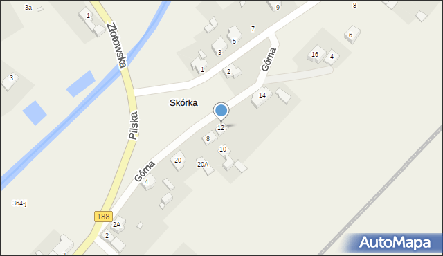 Skórka, Górna, 12, mapa Skórka