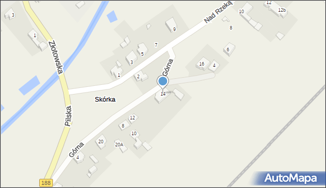 Skórka, Górna, 14, mapa Skórka