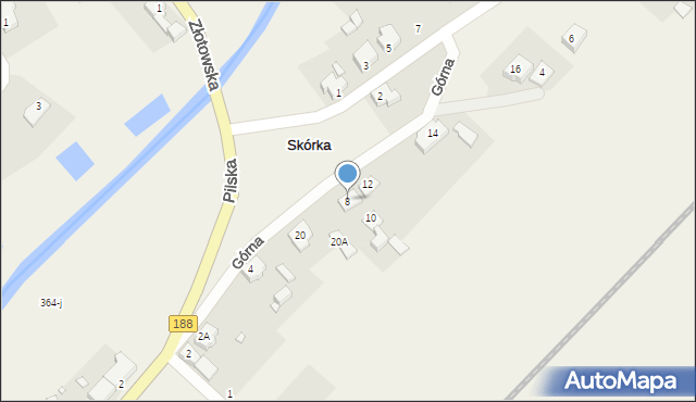 Skórka, Górna, 8, mapa Skórka