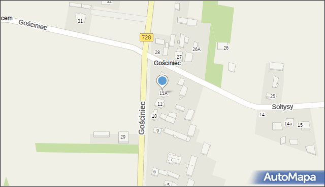 Sołtysy, Gościniec, 11A, mapa Sołtysy