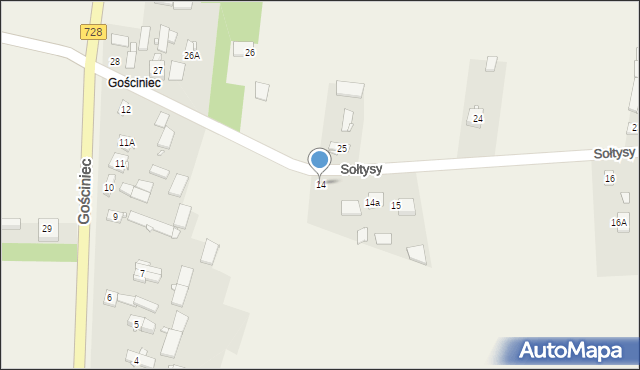 Sołtysy, Gościniec, 14, mapa Sołtysy