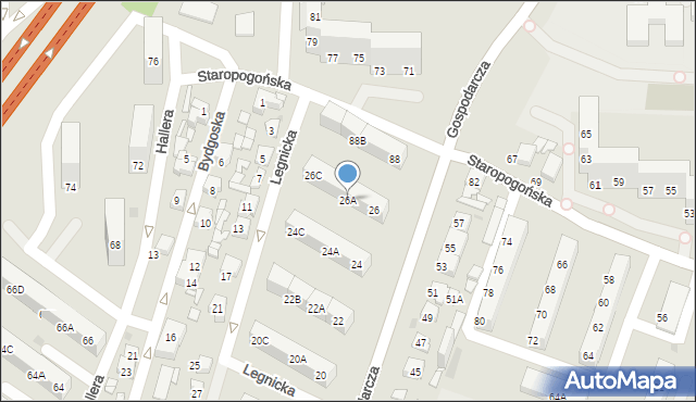 Sosnowiec, Gospodarcza, 26A, mapa Sosnowca