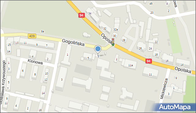 Strzelce Opolskie, Gogolińska, 3, mapa Strzelce Opolskie