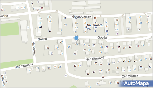 Sucha Beskidzka, Goetla Walerego, 31, mapa Sucha Beskidzka