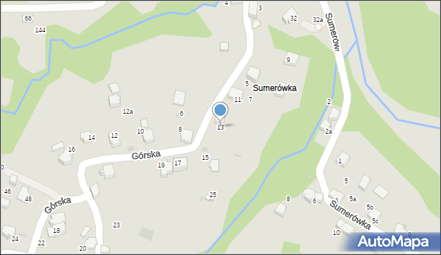 Sucha Beskidzka, Górska, 13, mapa Sucha Beskidzka