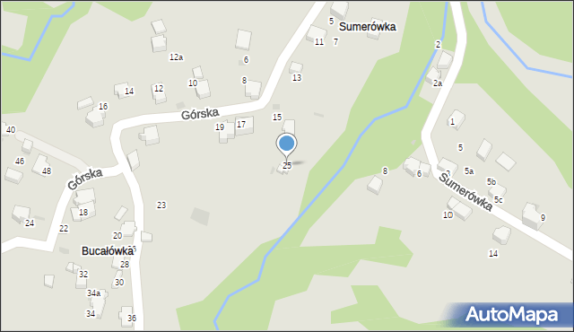 Sucha Beskidzka, Górska, 25, mapa Sucha Beskidzka