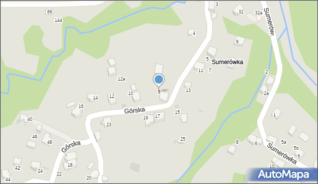 Sucha Beskidzka, Górska, 8, mapa Sucha Beskidzka