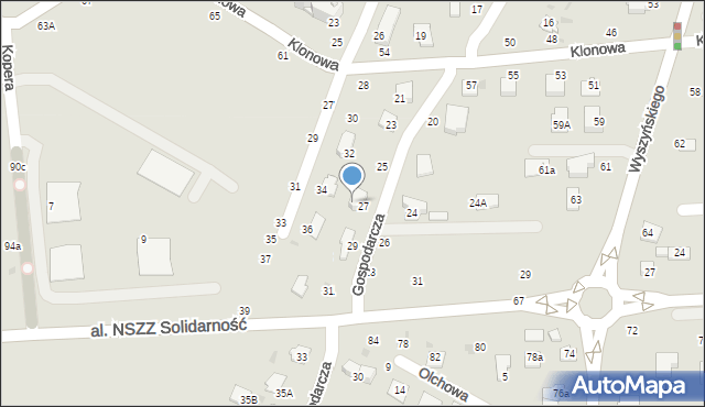 Świdnik, Gospodarcza, 27a, mapa Świdnika