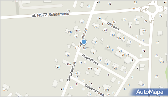 Świdnik, Gospodarcza, 36, mapa Świdnika