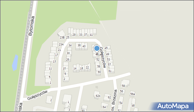 Świętochłowice, Gołęszyców, 50, mapa Świętochłowice