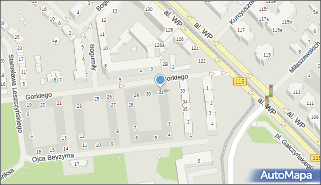 Szczecin, Gorkiego Maksyma, 31, mapa Szczecina