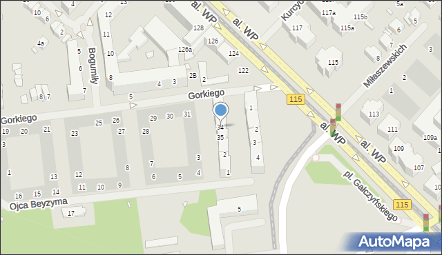 Szczecin, Gorkiego Maksyma, 34, mapa Szczecina