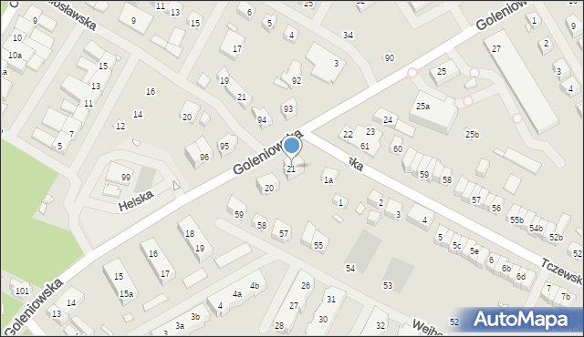 Szczecin, Goleniowska, 21, mapa Szczecina