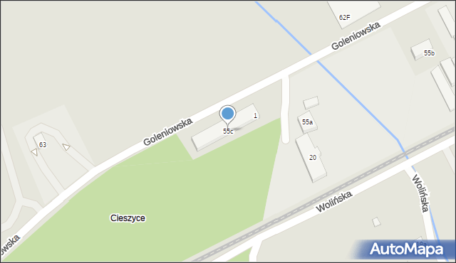 Szczecin, Goleniowska, 55c, mapa Szczecina