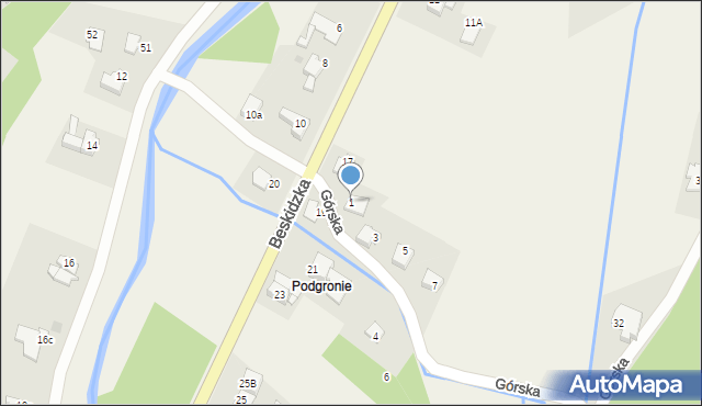 Targanice, Górska, 1, mapa Targanice