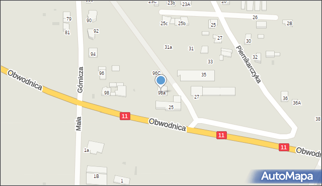 Tarnowskie Góry, Górnicza, 98a, mapa Tarnowskie Góry