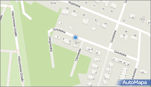 Toruń, Golubska, 12, mapa Torunia
