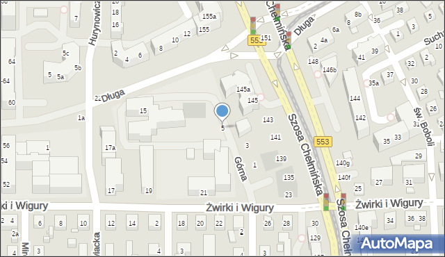 Toruń, Górna, 5, mapa Torunia