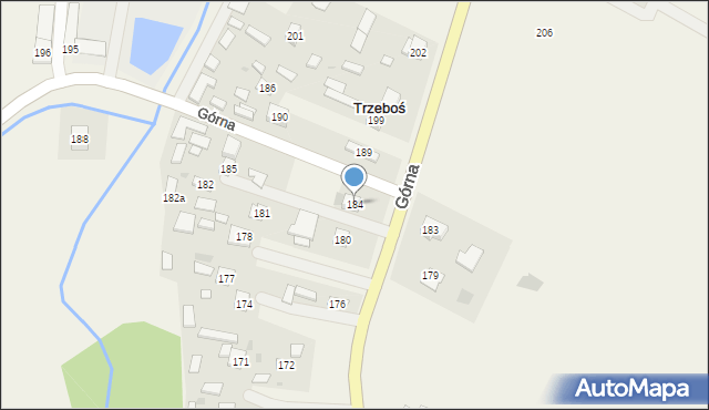 Trzeboś, Górna, 184, mapa Trzeboś