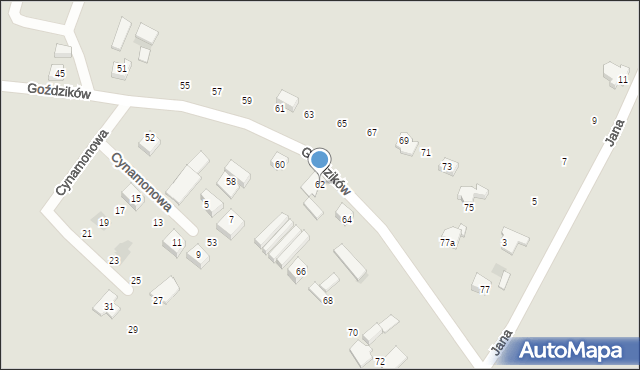 Tychy, Goździków, 62, mapa Tychów