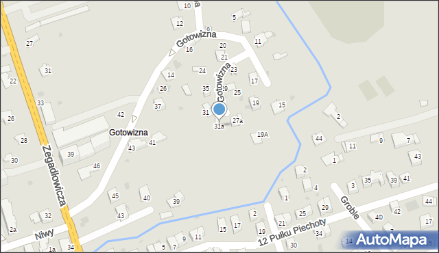 Wadowice, Gotowizna, 31a, mapa Wadowice