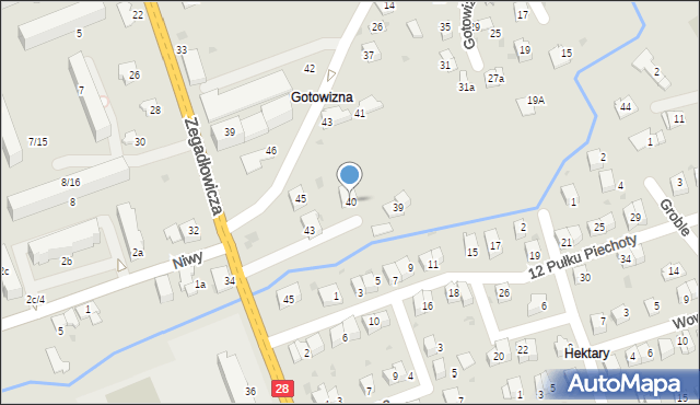 Wadowice, Gotowizna, 40, mapa Wadowice