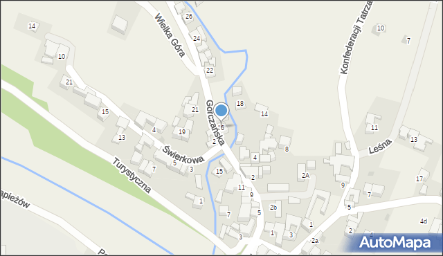 Waksmund, Gorczańska, 16, mapa Waksmund