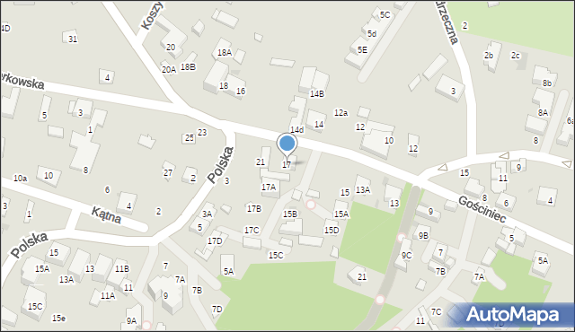 Warszawa, Gościniec, 17, mapa Warszawy