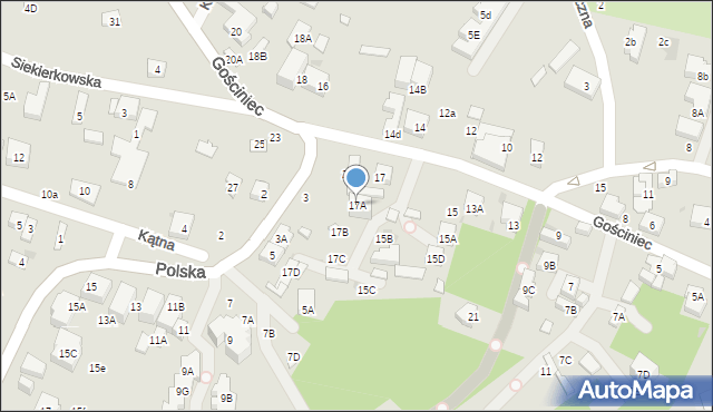 Warszawa, Gościniec, 17A, mapa Warszawy