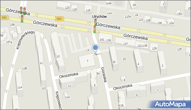 Warszawa, Góralska, 7A, mapa Warszawy