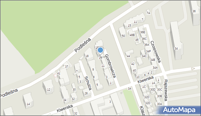 Warszawa, Gombrowicza Witolda, 15, mapa Warszawy