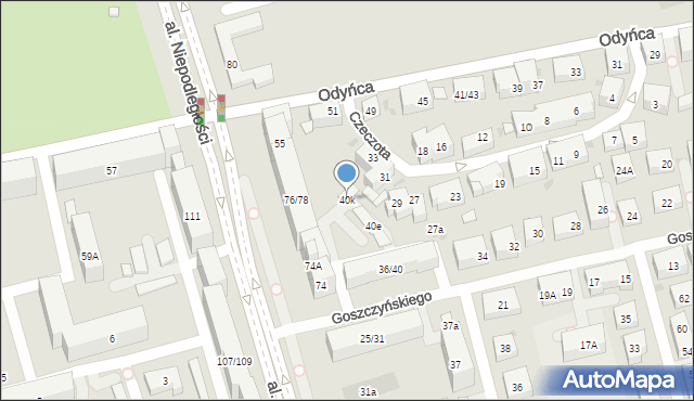 Warszawa, Goszczyńskiego Seweryna, 40k, mapa Warszawy