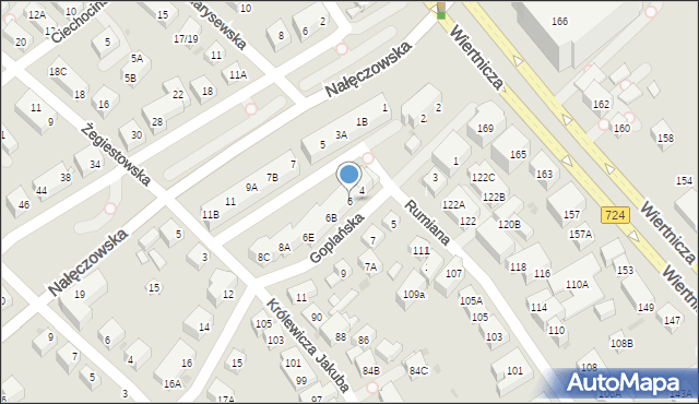 Warszawa, Goplańska, 6, mapa Warszawy