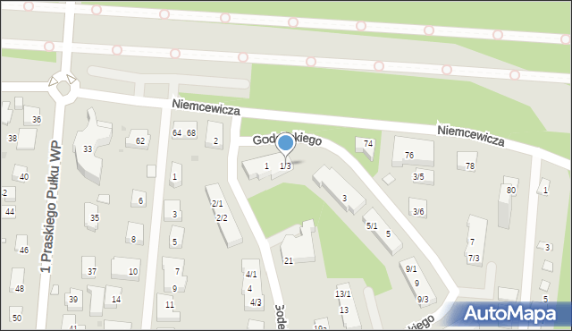 Warszawa, Godebskiego Cypriana, 1/3, mapa Warszawy