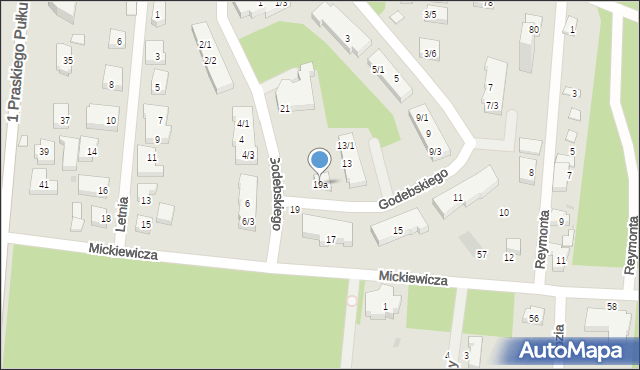 Warszawa, Godebskiego Cypriana, 19a, mapa Warszawy